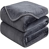 Soft Queen Size Blanket for All Season Warm Fuzzy Microplush Lightweight Thermal Fleece Summer Autumn Fall Winter Spring Blankets for Queen Full Bed Couch Sofa,90x90 Inches,Dark Gray