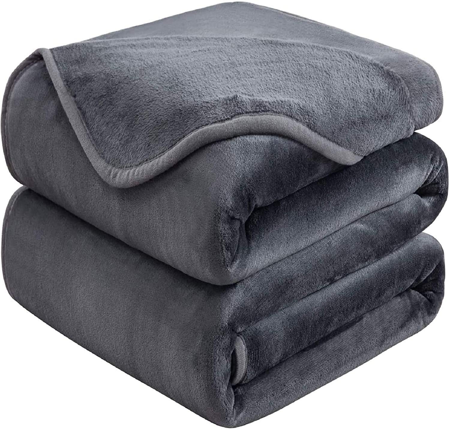 HOZY Fleece Blanket 350GSM Super Soft Fluffy Solid - No Static Throws for Double Bed/Large Sofa- Dark Grey 220 x 240cm
