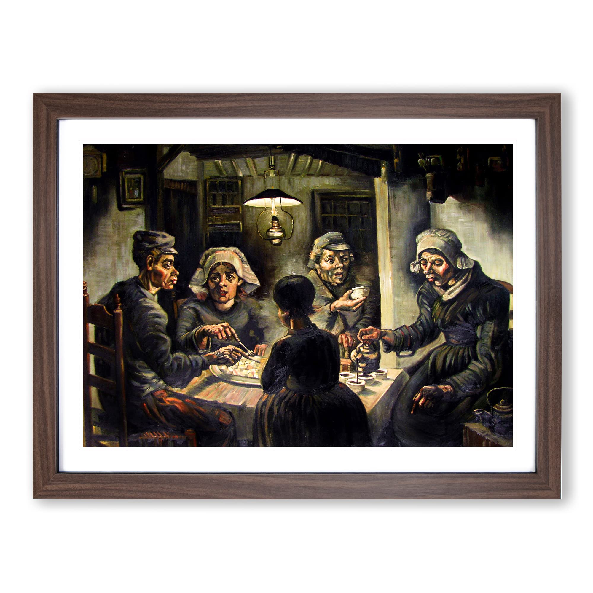 Vincent Van Gogh Potato Eaters Classic Painting Framed Wall Art Print, Ready to Hang Picture for Living Room Bedroom Home Office Décor, Walnut A3 (46 x 34 cm)