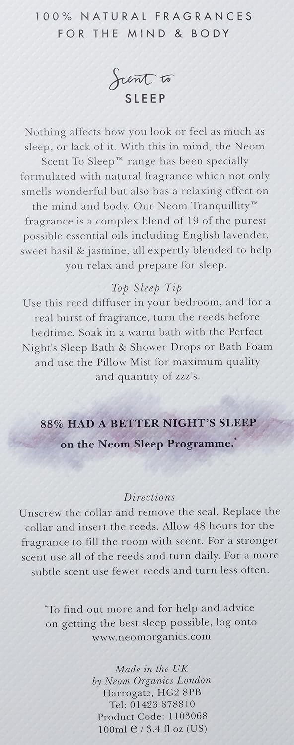 NEOM- Perfect Night's Sleep Reed Diffuser, 100ml, White, 100 ml (Pack of 1) - Image 4
