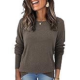 Womens Wool Blend Pullover Sweaters Crew Neck Classic Dressy Elegant Long Sleeve Fall Winter Sweater Top
