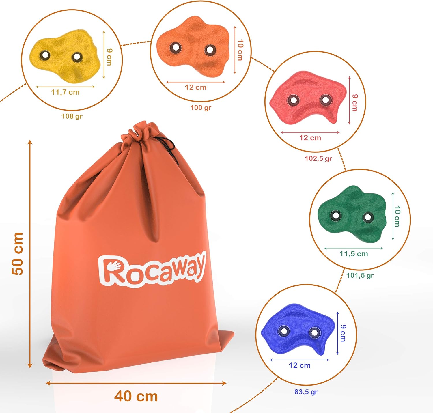 Rock Climbing Holds for Kids, 25 Rocks with 8ft Knotted Rope, Rock Wall Handles and Carry Bag: Toys & Games
