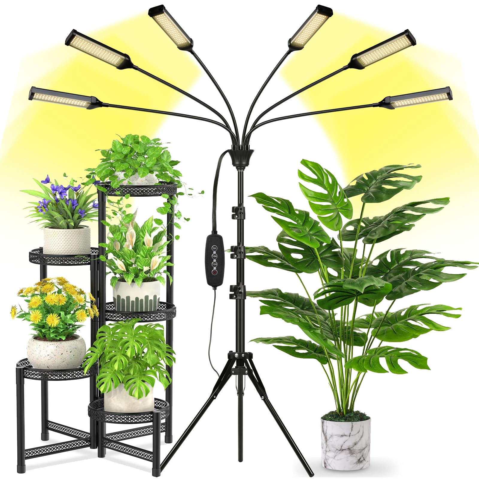 LED Grow Lights for Indoor Plants Full Spectrum, 540 LEDs Plant Lights for Indoor Growing with 58" Adjustable Stand, Plant Grow Lights with Auto 5H/10H/15H Timer for Indoor Tall Plants. Image