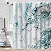 ZCHOMI Teal Marble Shower Curtain Turquoise Aqua Modern Abstract Art Shower Curtains for Bathroom Waterproof Polyester Fabric Bathroom Curtain 72 x 72 Inch with 12 Hooks