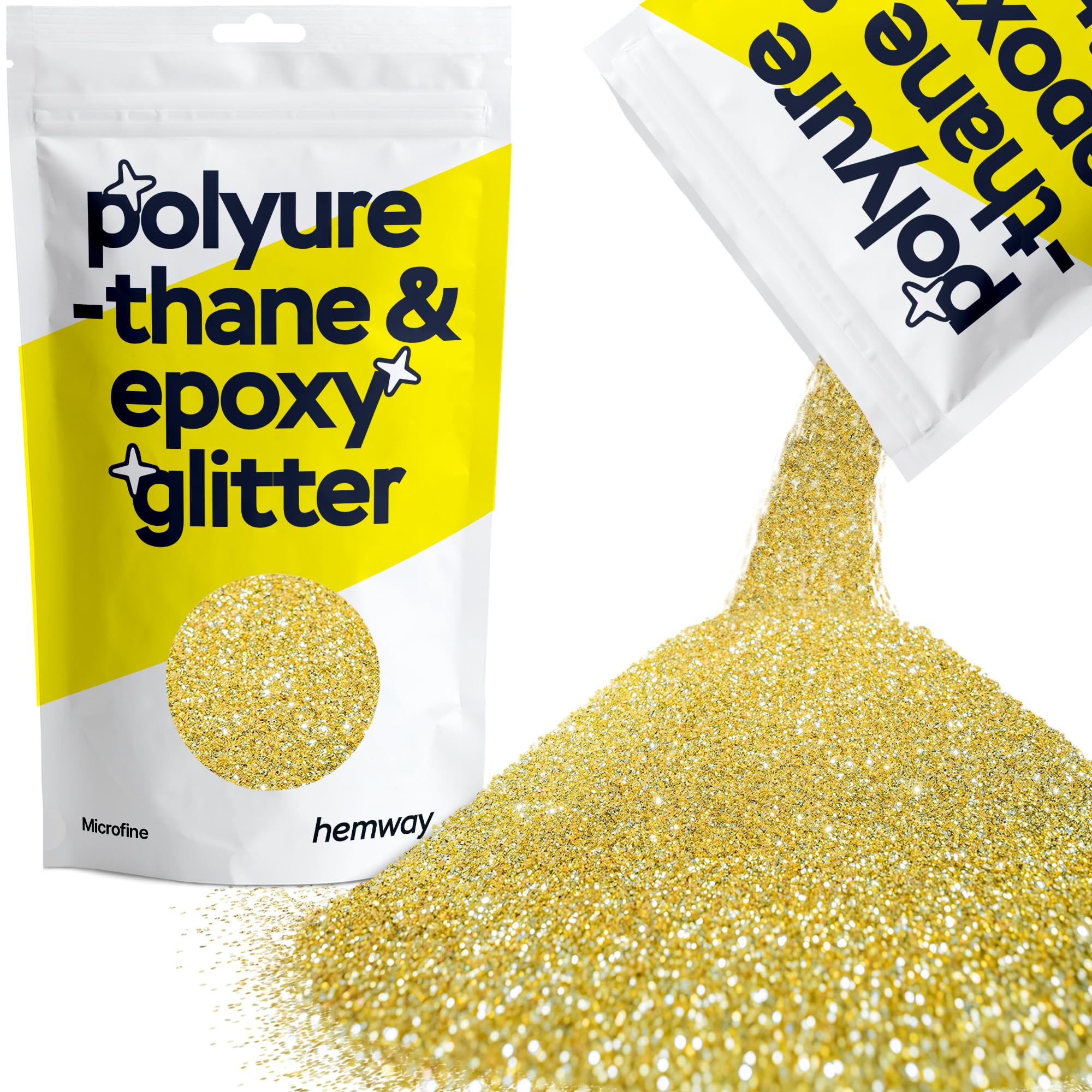 Hemway Resin Glitter Sand Gold 100g Microfine | Polyurethane & Epoxy Glitter for Resin Crafts, Tumblers, Coasters, Floor & Table Art