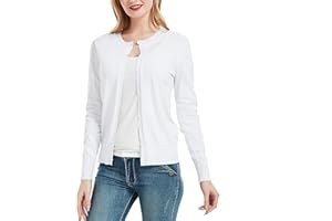 HUULOO Women's Crew Neck Button Down Long Sleeve Cardigan Sweater