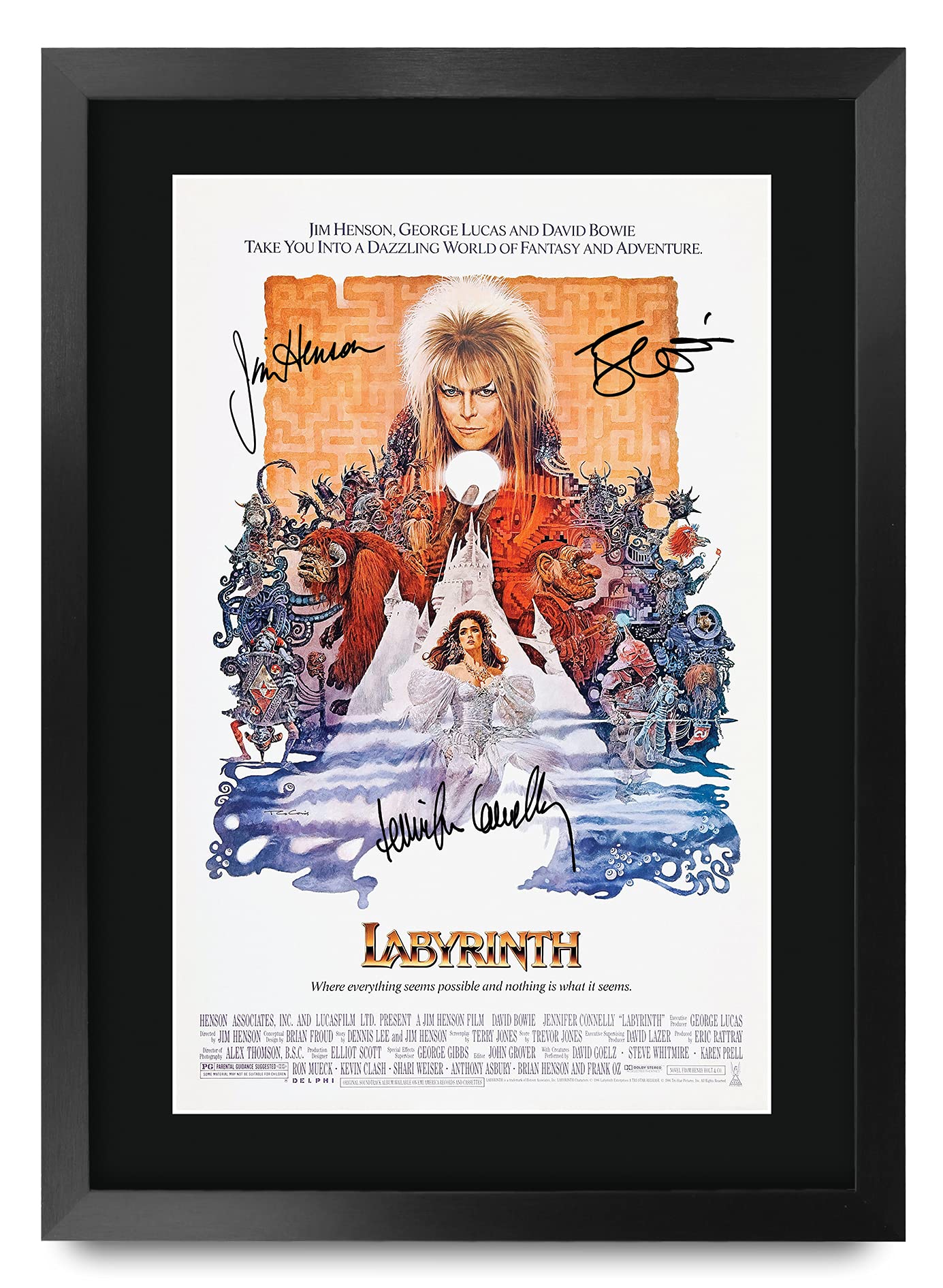 HWC Trading FR A3 Labyrinth David Bowie Gifts Printed Poster Signed Autograph Picture for Movie Memorabilia Fans - A3 Framed — image 1