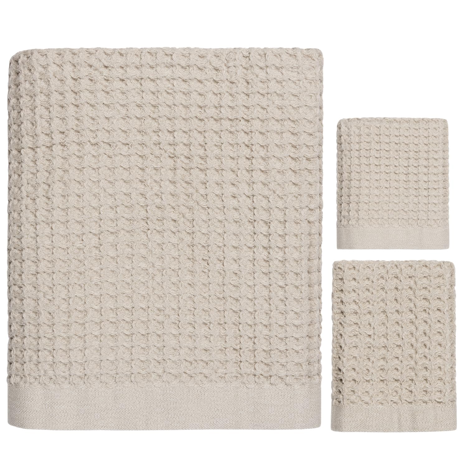 Photo 1 of ONSEN Waffle Bath Towel Set – 3-Piece Lightweight Cotton Towels for Bathroom – Bath, Hand and Face Towels – Quick Dry, Absorbent, Soft – Ideal for Guest, Travel or Home – White