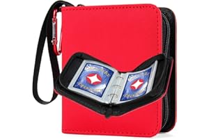 GEAoffice Mini Card Binder 1 Pocket with 80 Pockets, Premium Small 2 Pocket Trading Card Collection Album Folder with 40 Sleeves Double Sided - Gifts for Kids, Red