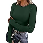 XIEERDUO Long Sleeve Thermal Shirt for Women Fleece Slim Fit Tops Crewneck Basic T-Shirts with Thumb Holes Fall Fashion 2025