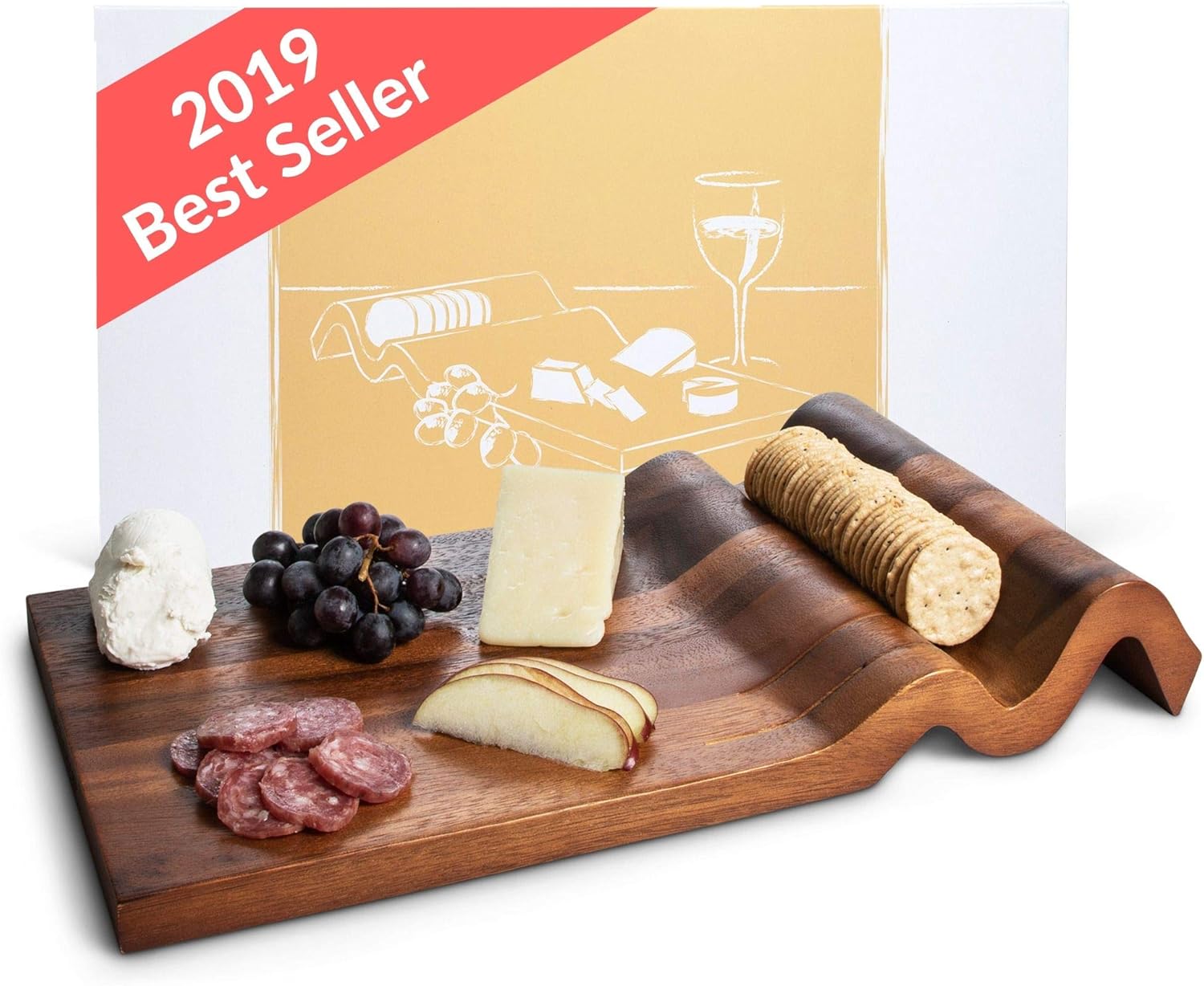 Nest & Nook Cheese Board, Large Charcuterie Board Real Acacia Wood