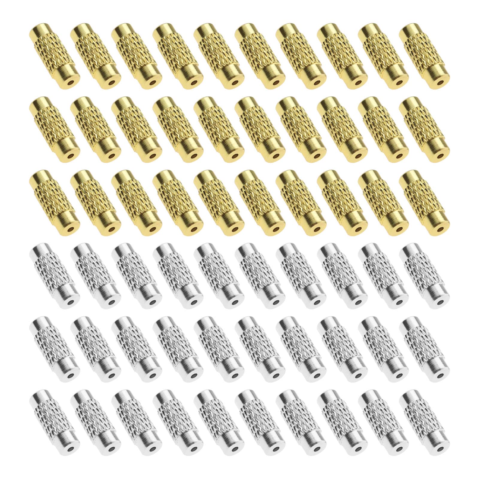 The Lord of the Tools 60pcs Screw Twist Clasps Brass Barrel Jewelry End Tip Caps 1mm Hole Tube Fastener Cord End Caps 11x3.5mm for DIY Bracelet Necklace Jewelry Making Gold and Silver