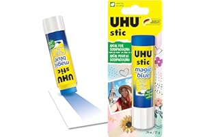 STAEDTLER Uhu Colored Glue Stick, 21g Blue, rubs on Blue & Dries Clear, Washable, Solvent Free, Screw on Cap, (9U 99645)