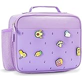Uxeqtop Kid Insulated Lunch Bag Cute Lunch Box Reusable Lunch Tote for School Picnic Birthday Gifts for Girl(Purple)