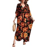 MAKABO Kaftan Dresses for Women Caftans Moo Moos with Pockets V Neck Beach Swimsuit Cover Up Boho Maxi Dress