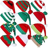 Shinymoon 12 Pcs Santa Hats Adult Bulk Christmas Knitted Elf Hats Christmas Crochet Beanies Skull Cap for Xmas Holiday Party