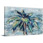 RnnJoile Palm Tree Canvas Painting Colorful Tropical Wall Picture Art Large Canvas Artwork for Home Bathroom Living Room Bedroom Decor