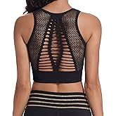 SEASUM Women's Longline Sport Bra Seamless Yoga Crop Top Medium-Low Support Workout Bra
