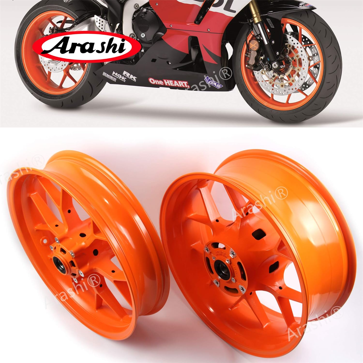 Arashi Front Rear Wheel Rim for HONDA CBR1000RR 2008-2016 Motorcycle Replacement Accessories CBR 1000 RR CBR1000 1000RR 1000CC Repsol Orange 2009 2010 2011 2012 2013 2014 2015