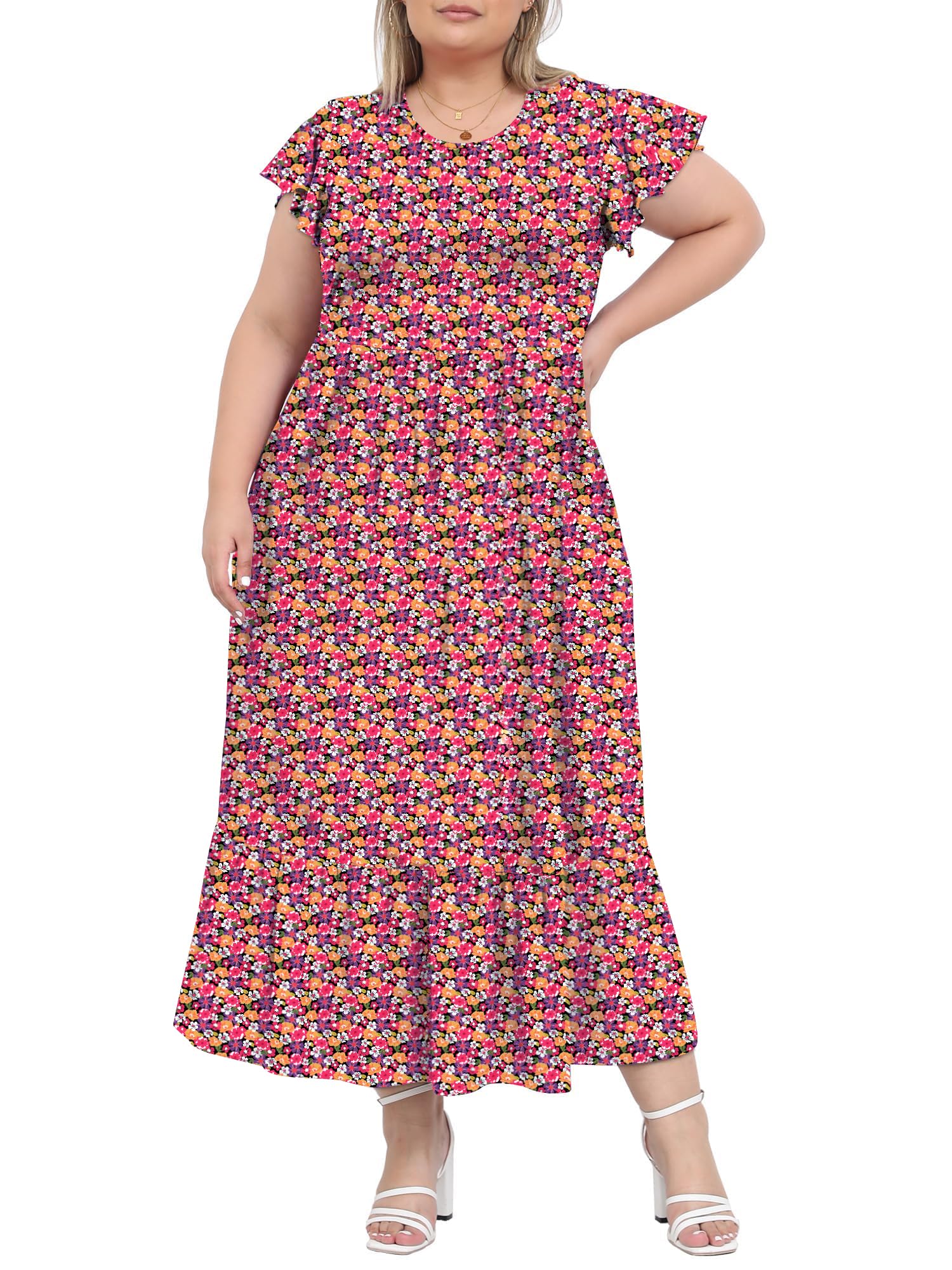 Moon Wood Women's 2025 Plus Size Casual Dress Crew