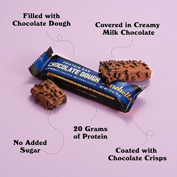 BAREBELLS PROTEIN BARS CHOCOLATE DOUGH – 12 COUNT, 20G HIGH PROTEIN TREATS – CHOCOLATE NUTRITION BAR WITH 1G TOTAL SUGARS – ON-THE-GO BREAKFAST OR POST-WORKOUT SNACK