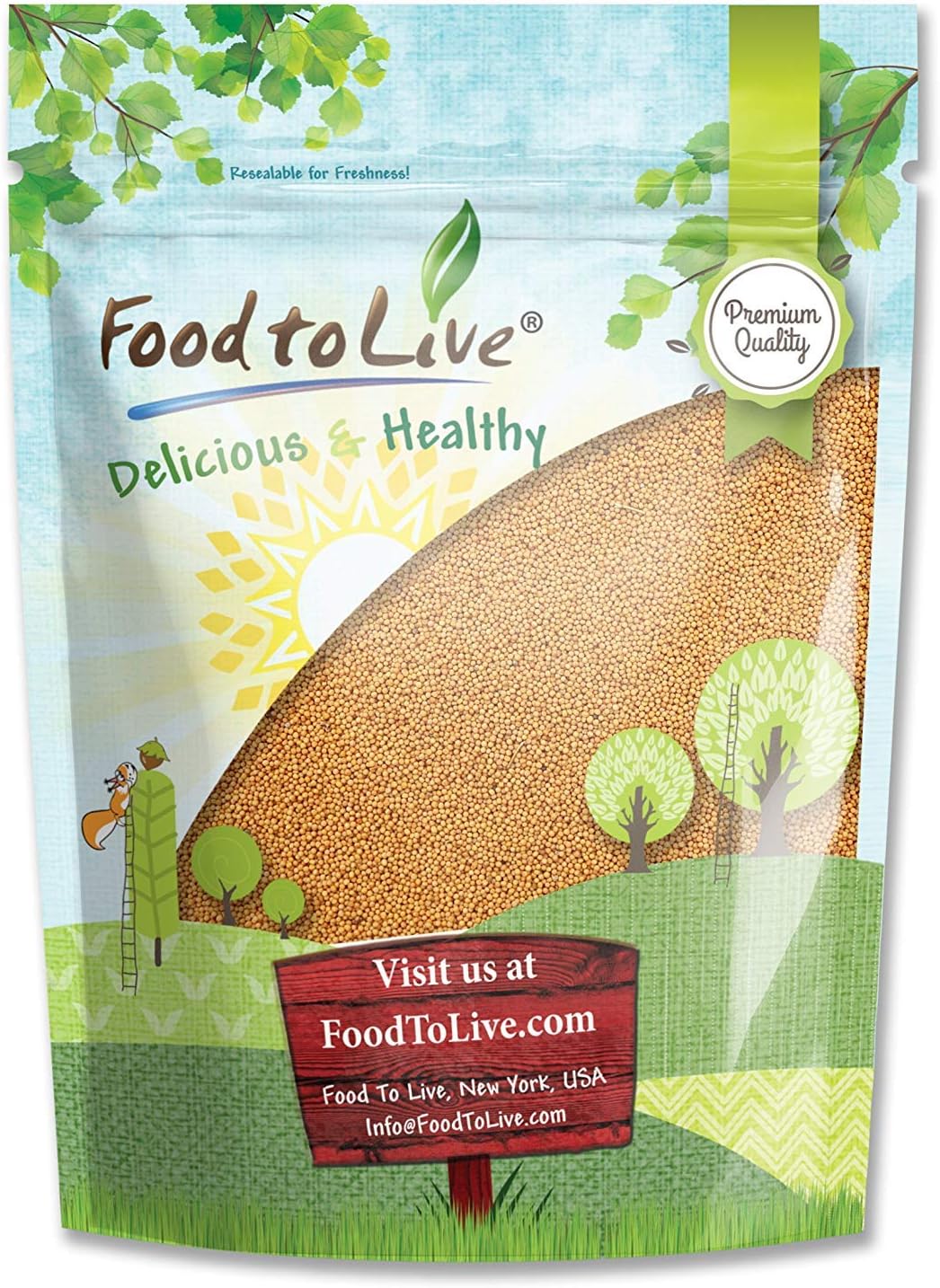 Food to Live Yellow Mustard Seeds, 8 Ounces Whole Spice, Vegan, Kosher, Bulk. Spicy, Pungent Flavor. Rich in Selenium, Fiber. For Pickling, Condiments, Homemade Dips, and Marinades
