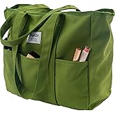 Bagelite Extra Large Canvas Tote for Women Men, Utility Work Bag with Zipper