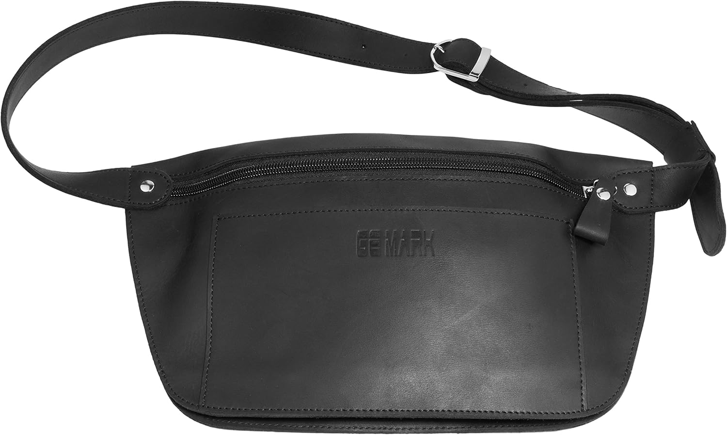 Leather Belt Bag - Genuine Waist Bag - Fanny Pack - for Man Woman by GE MARK (black)