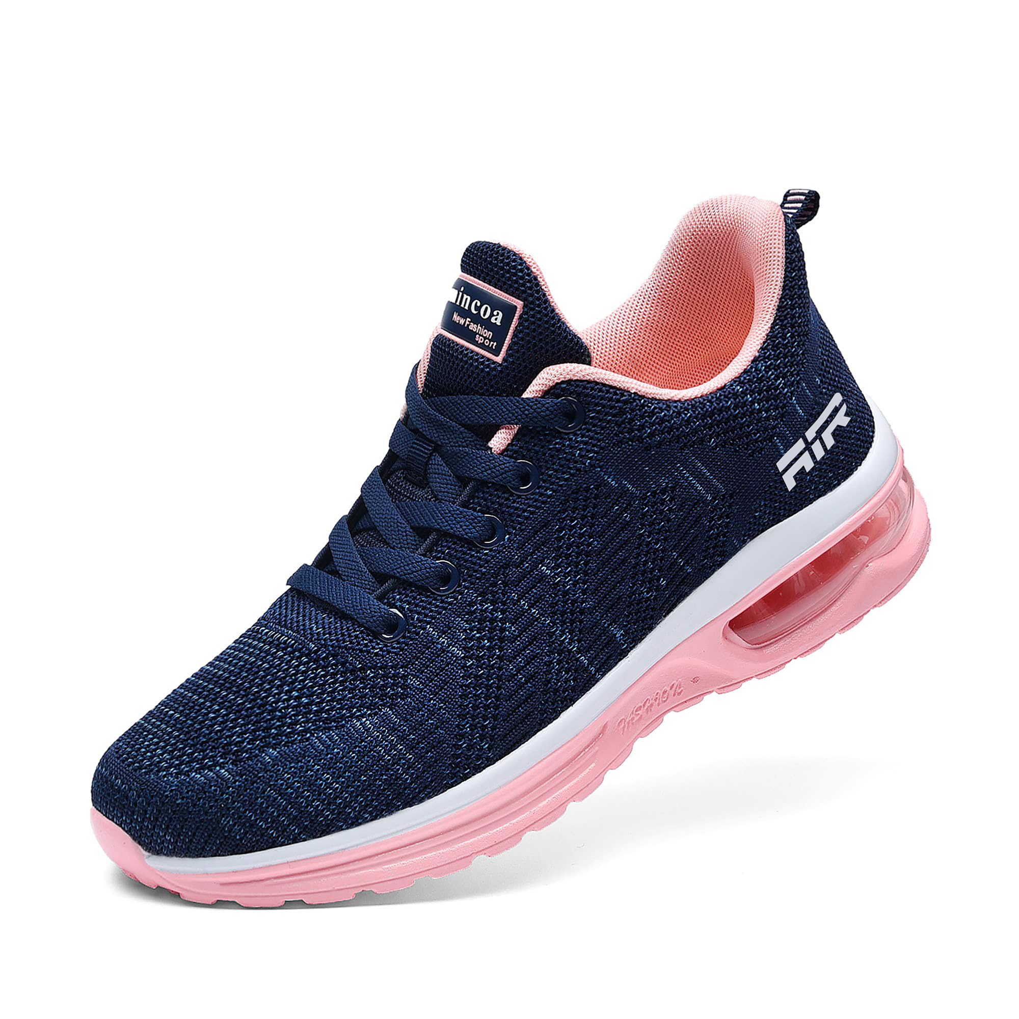 Photo 1 of Lamincoa Women's Running Shoes Fashion Air Cushion Sneakers Lightweight Anti Slip Sports Shoes for Indoor Outdooor Jogging Blue-Pink 9.5