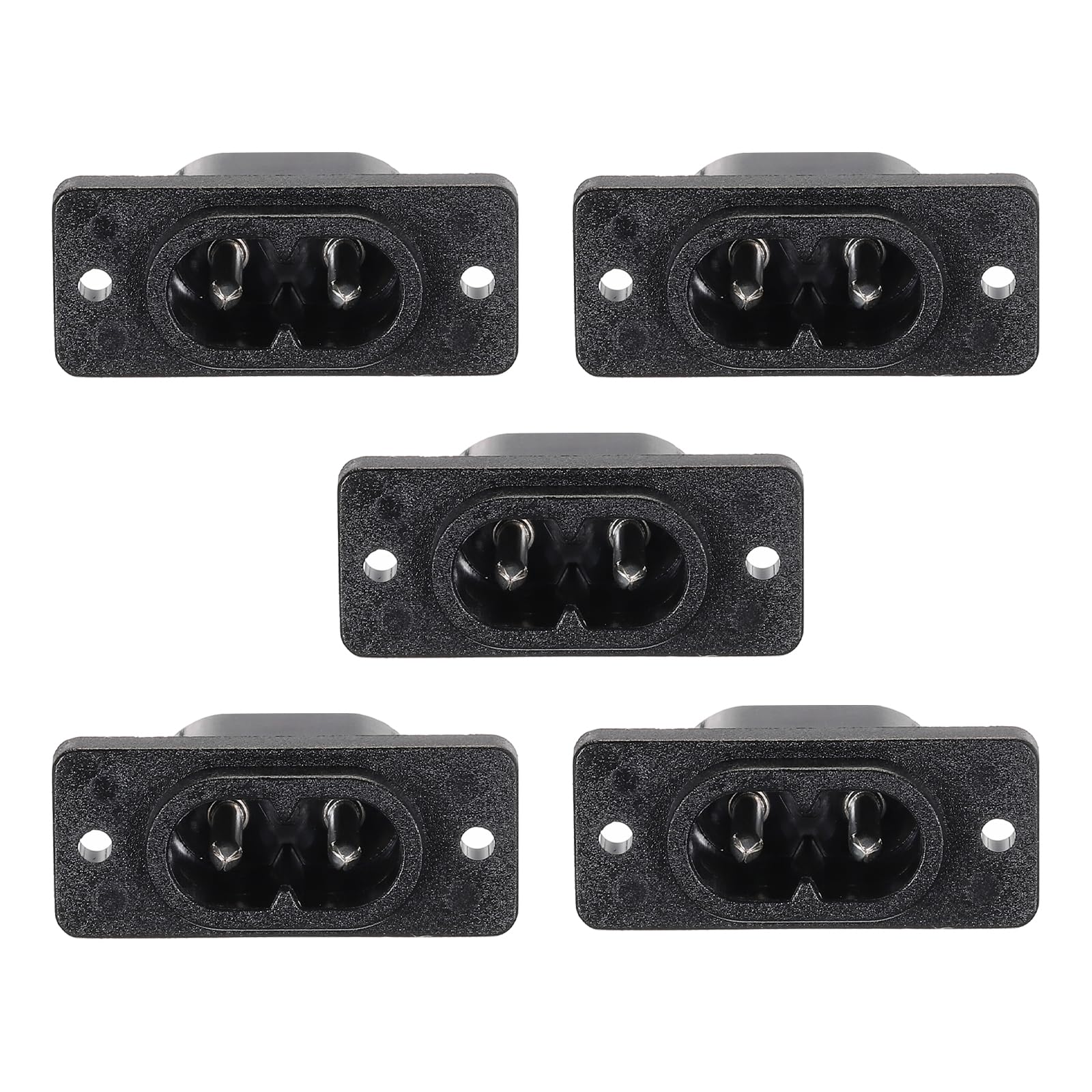 sourcing map C8 Panel Mount Plug Adapter 250V AC 2.5A 2Pins IEC Inlet Module Plug Power Socket Straight Pack of 5