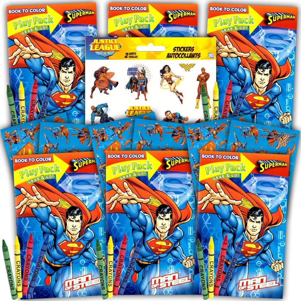 Superman Ultimate Party Favors Packs -- 6 Sets with Stickers, Coloring Books, Crayons and Licensed Stickers (Party Supplies)