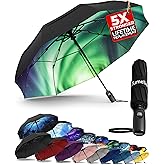 TUMELLA Strongest Windproof Travel Umbrella (Compact, Superior & Beautiful), Small, Wind-Tested, Light & Portable, Automatic Folding Rain Umbrella, Durable Premium Grip, Fits Car and Backpack
