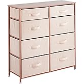 mDesign 35.3" High Steel Frame/Wood Top Storage Dresser Furniture Unit, 8 Removable Slim Fabric Drawers - Tall Bureau Organiz