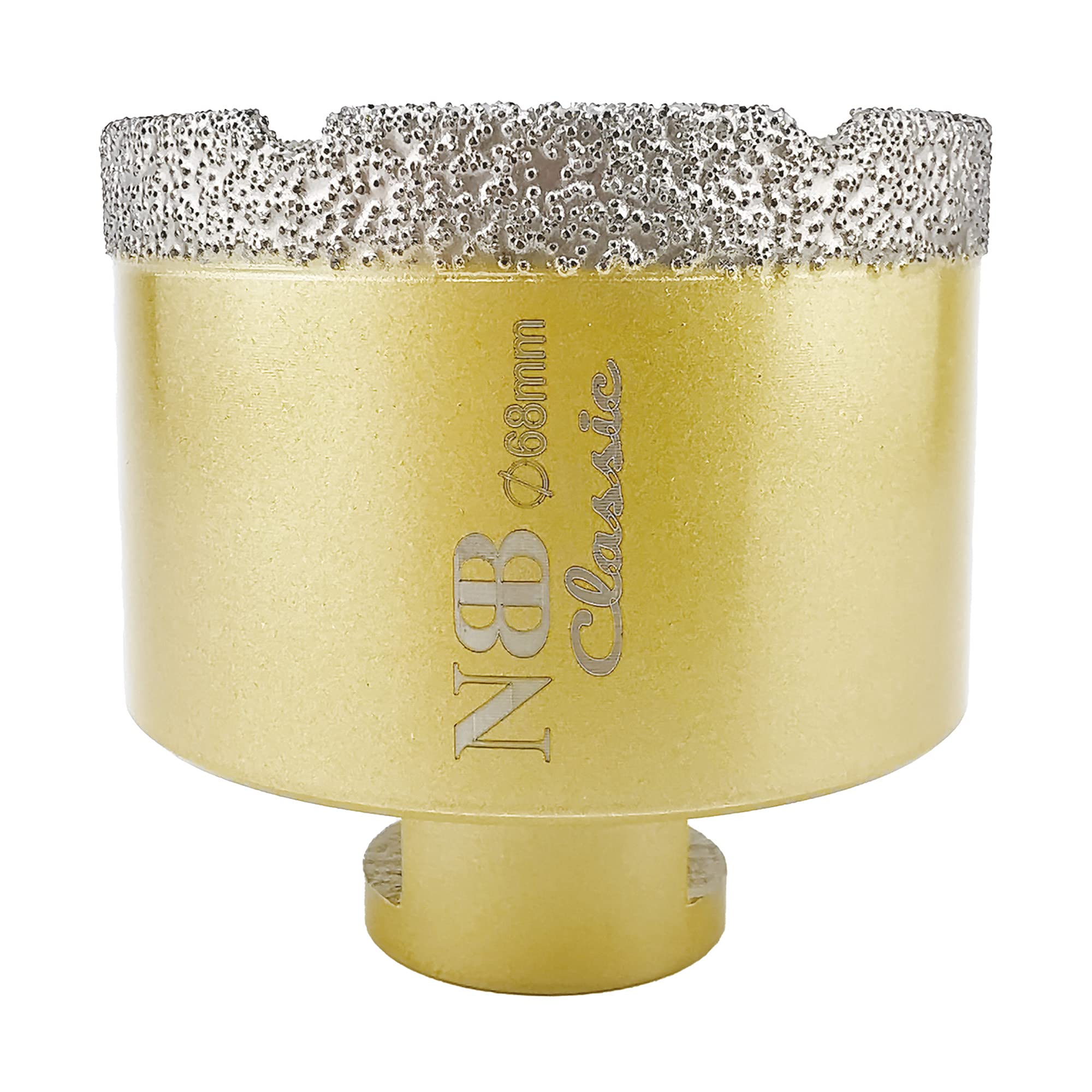 NBB vacuum brazed diamond hole saw with M14, Classic Golden type, diamond drill bit for dry or wet drilling professionally on hard porcelain, ceramic, tile, granite, marble,for angle grinder(1, 68mm)