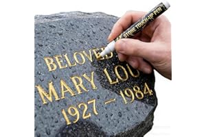 Golden Tombstone Marker Pen for Restoring Faded Grave Inscriptions, Waterproof Stone Touch-up Pen for Memorials, Outdoor Labe