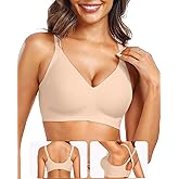 Vertvie Womens Bras No Underwire Push Up Bra Comfortable Wireless Seamless Supportive Full Coverage Racerback Everyday Bras (Nude,Medium)