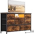 Jojoka 8 Dresser TV Stand with Power Outlet & LED for 55'' TV, Long Dresser for Bedroom with 8 Deep Drawers, Wide Console Table for Storage in Closet, Living Room, Entryway, Wood Top