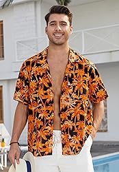 HISDERN Men's Hawaiian Shirt Short Sleeve Floral