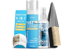 MCTRHG Hat Cleaner Kit, Ready-To-Use Hat Cleaner for Baseball Caps, Felt and All Types of Hats, Fast-Drying Ball Cap Hat Cleaner for Sweat Stains and Dirt, with Deodorizer, Brush and Microfiber Towel