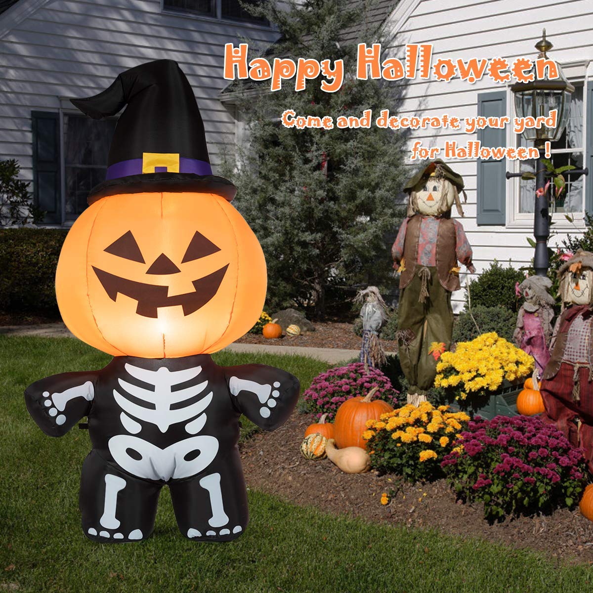 Amazon Com Tangkula 5 Ft Halloween Inflatable Blow Up Ghost On