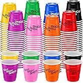 Lounsweer 100 Pieces Plastic Cups 2 oz Disposable Cups Mini 2 oz Party Glasses for Bachelorette Birthday Tasting Serving Samples Cups Halloween Christmas Party Favors Supplies (Colorful)