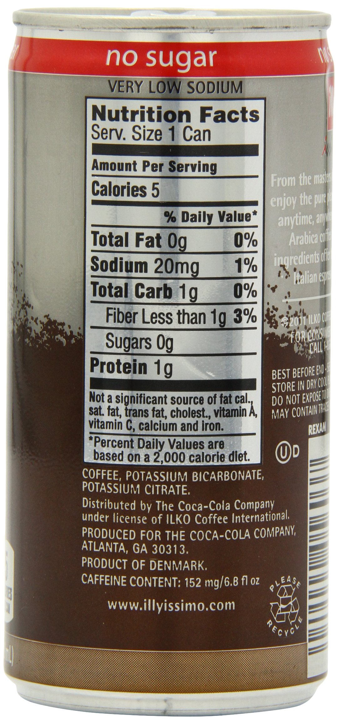 illy issimo Coffee Drink, Caffe (No Sugar), 6.8Ounce Cans (Pack of 12