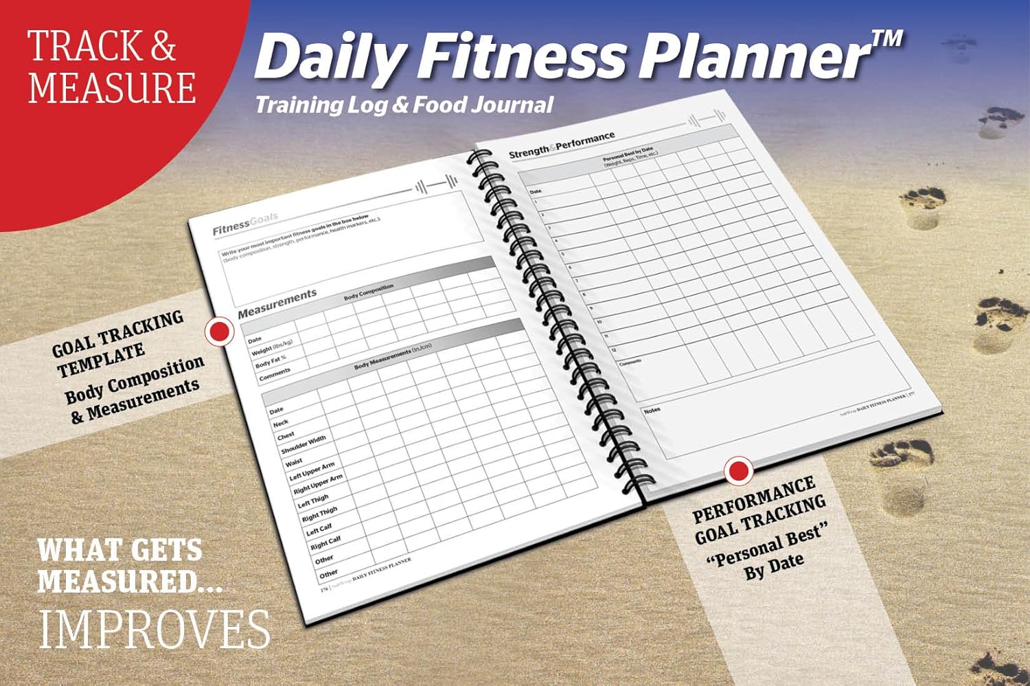 SaltWrap The Daily Fitness Planner - Gym Workout Log and Food Journal - with Daily and Weekly Pages, Goal Tracking Templates, Spiral-Bound, 7 x 10 inches : Sports & Outdoors