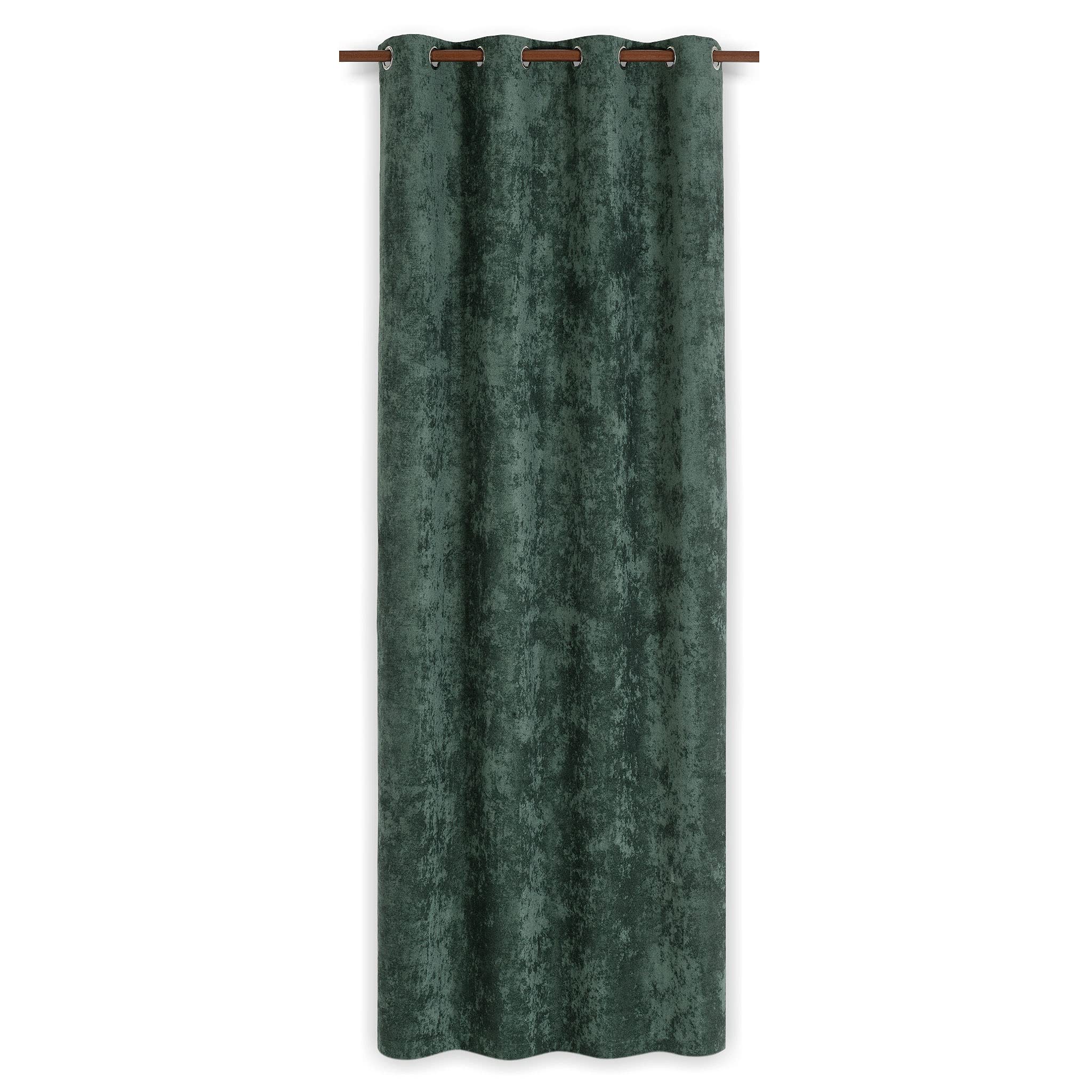 Deco Mex OTEV067 VALENCE Velvet Curtains 145 x 260 cm Polyester Nylon Dark Green Normal Size