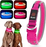 YFbrite Light Up Dog Collar Rechargeable LED Pink Large