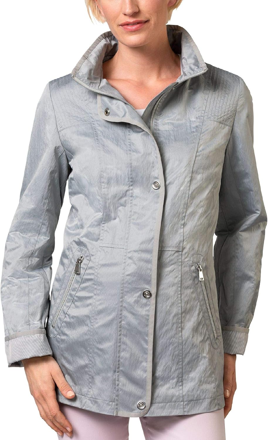 Walbusch Damen Cityjacke Krempelärmel einfarbig Grau 36 Walbusch