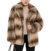 LUSI MADAM Women's Fluffy Faux Fur Coat Winter Warm Long Sleeve Lapel Cardigan Raccoon Fur Fuzzy Jacket with Belt Pockets