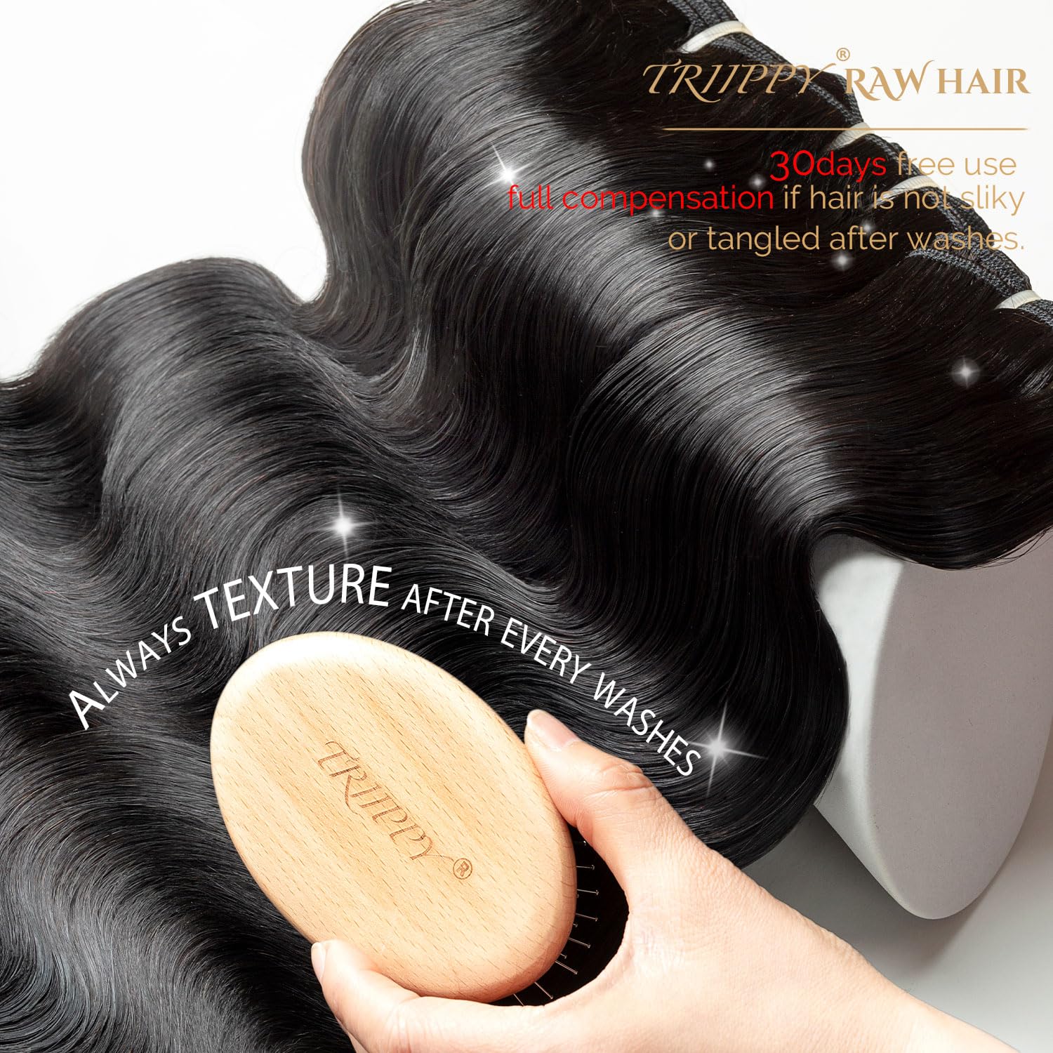 TRIIPPY Body Wave Bundles Human Hair,100% Raw Cambodian Hair Wavy 3 Bundles,Triple The Lifespan Over Regular Virgin Hair Bundle,No.1 Raw Hair Brand On Amazon(16 18 20 Inches,Natural Color)
