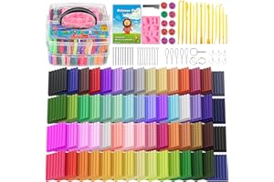CiaraQ Polymer Clay Starter kit, Oven Bake Modeling Clay with Sculpting Tools, 60 Colors, 3.24 lb