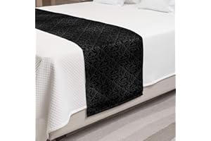 Ambesonne Dark Grey Bed Runner, Black Damask and Floral Elements Oriental Antique Ornament Vintage, Decorative Accent Bedding Scarf for Hotels Homes and Guestrooms, Black Grey